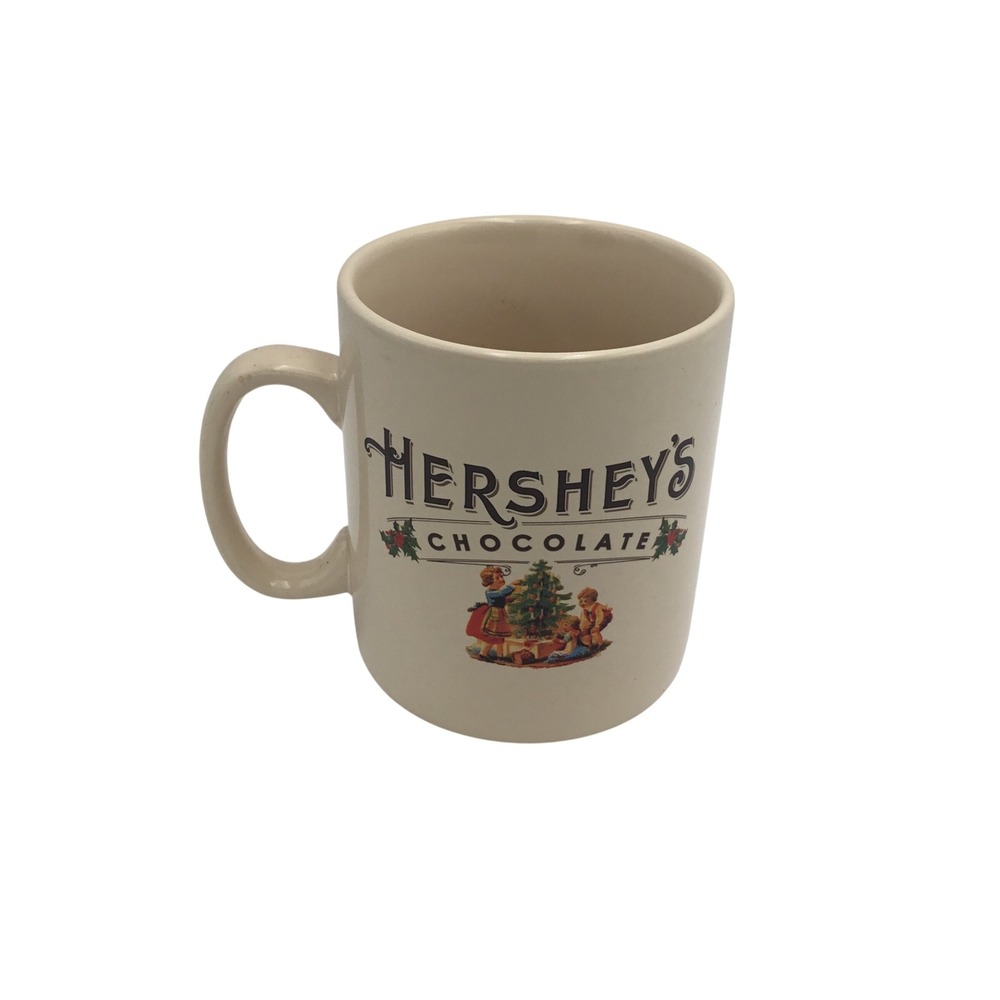 Hersheys Chocolate Christmas Coffee Mug Galerie Vintage Holiday Kids‎ Tree Cream